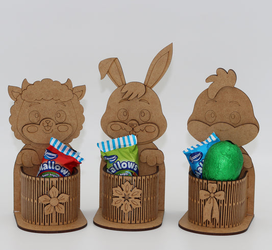 Charming Laser-Cut Wooden Candy Holders